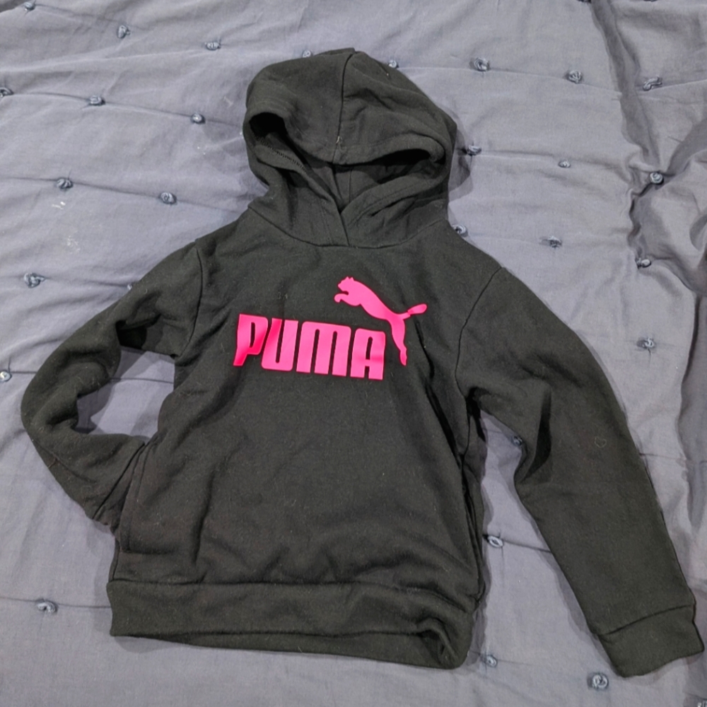 Puma Pink & Black Girls Hoodie XS 5/6